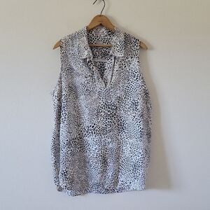Chico's Sleeveless No Iron Linen Animal Print Tunic Size XL